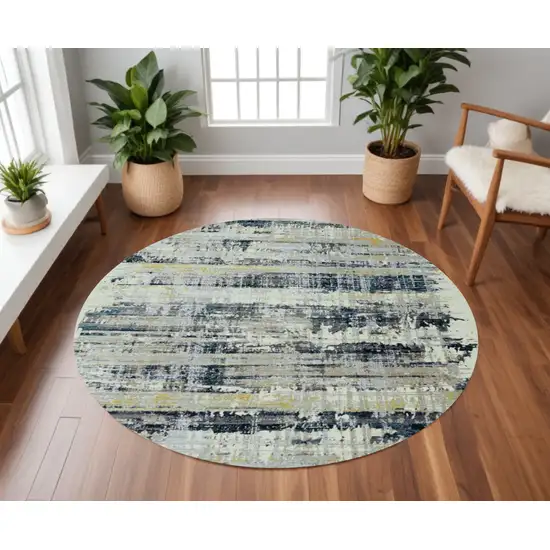 8' Blue Round Abstract Area Rug Photo 1