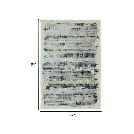 Blue White Distressed Traditional Runner Rug Photo 2