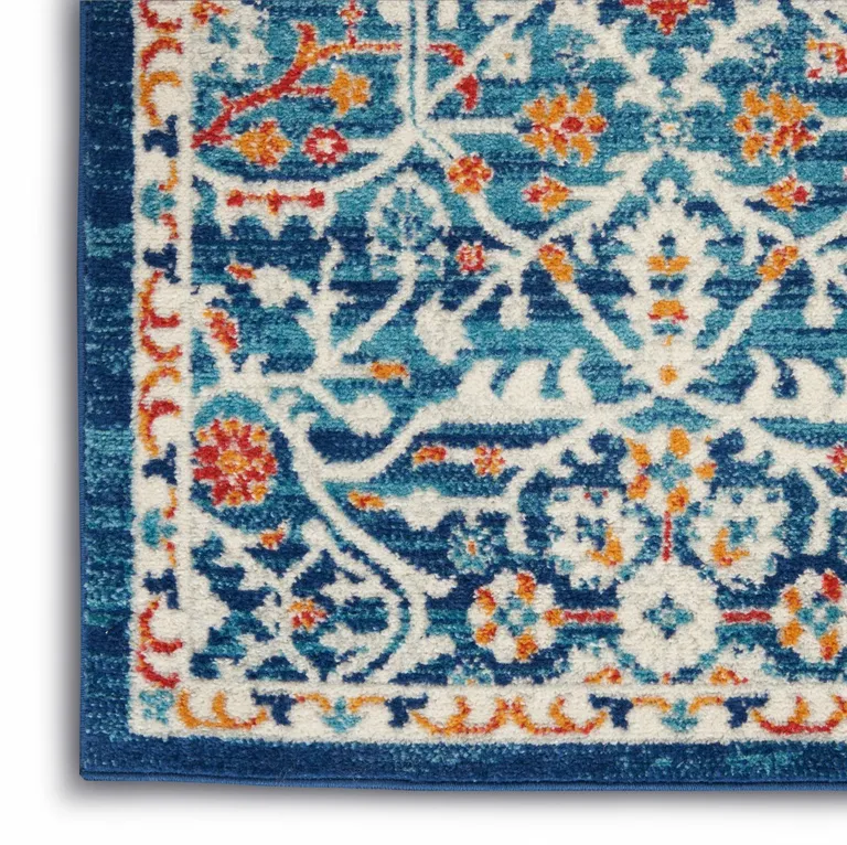 Blue White Multi Medallion Area Rug Photo 5