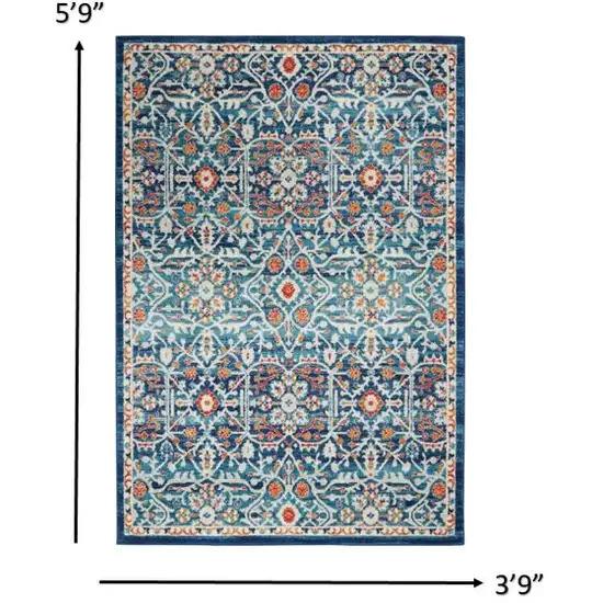 Blue White Multi Medallion Area Rug Photo 6