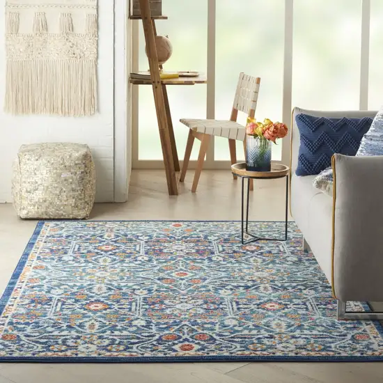 Blue White Multi Medallion Area Rug Photo 7