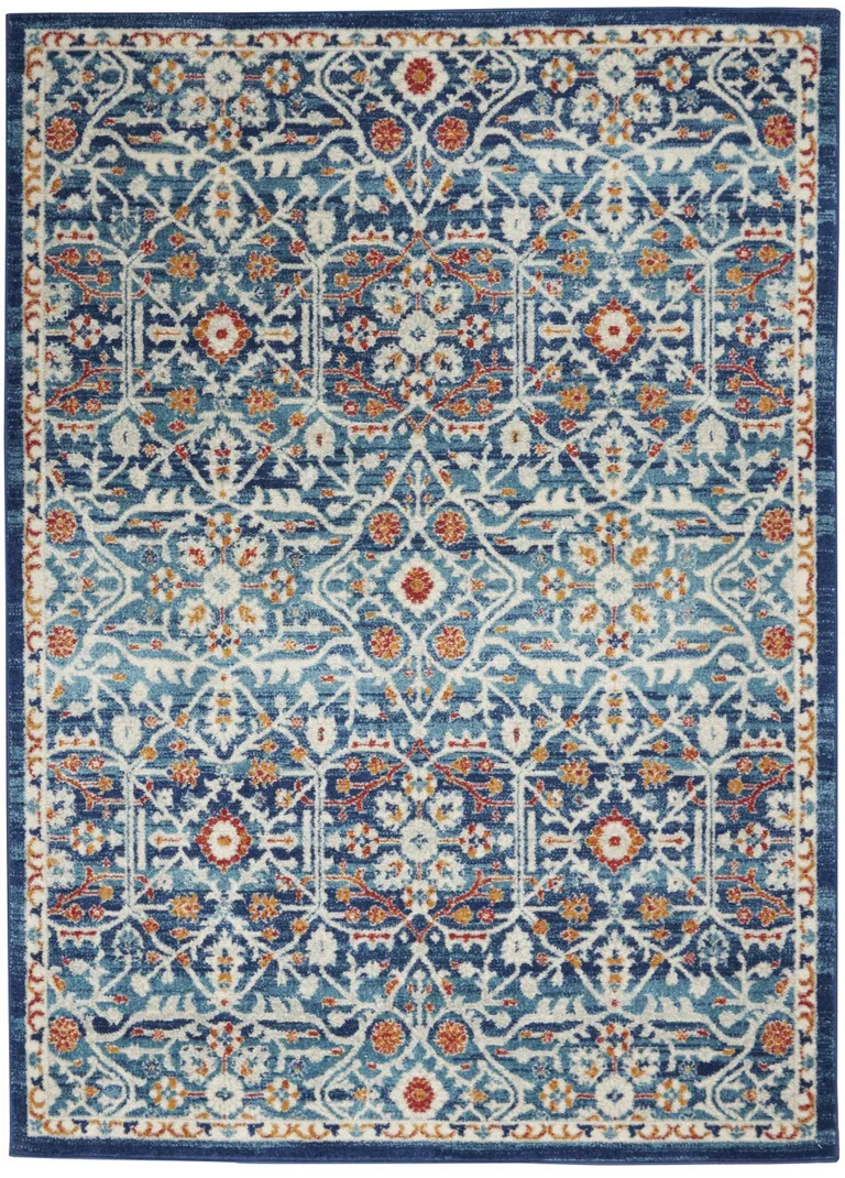 Blue White Multi Medallion Area Rug Photo 1