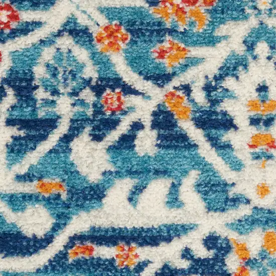 Blue And Ivory Floral Area Rug Photo 2