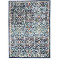 Photo of Blue White Multi Medallion Area Rug