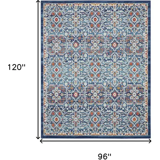 Blue And Ivory Floral Area Rug Photo 9