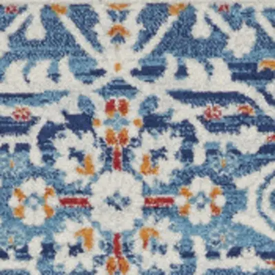 Blue And Ivory Floral Area Rug Photo 5