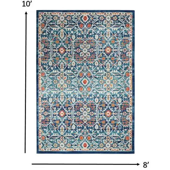 Blue White Multi Medallion Area Rug Photo 6