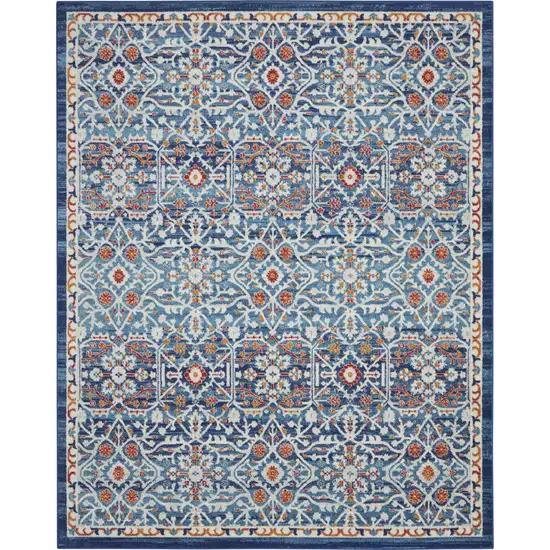 Blue And Ivory Floral Area Rug Photo 1