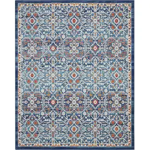 Photo of Blue White Multi Medallion Area Rug