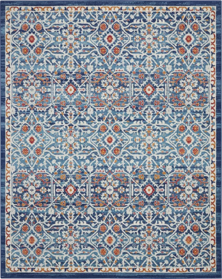 Blue White Multi Medallion Area Rug Photo 1