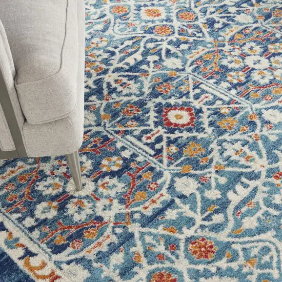 Blue White Multi Medallion Area Rug Photo 4