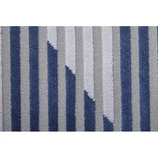 Blue White and Gray Geometric Power Loom Area Rug Photo 7