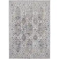 Photo of Blue White and Gray Oriental Power Loom Worn Faded Area Rug