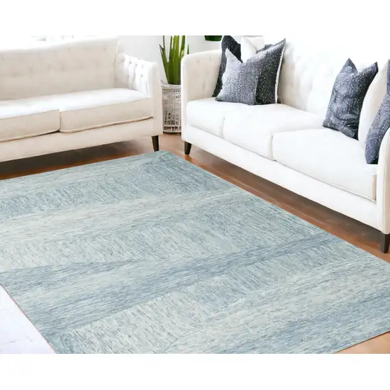 5' X 7' Blue Wool Abstract Hand Tufted Area Rug Photo 1