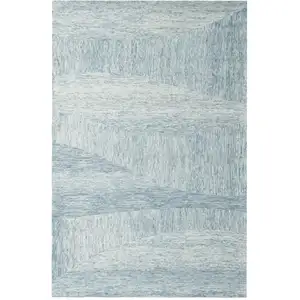 Photo of Blue Wool Abstract Hand Tufted Area Rug