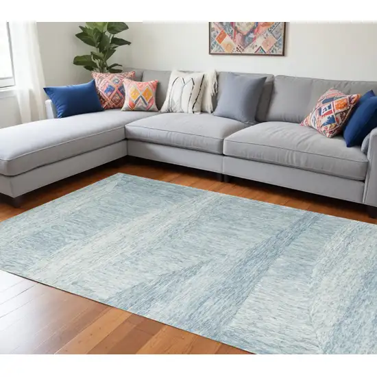 Blue Wool Abstract Hand Tufted Area Rug Photo 1