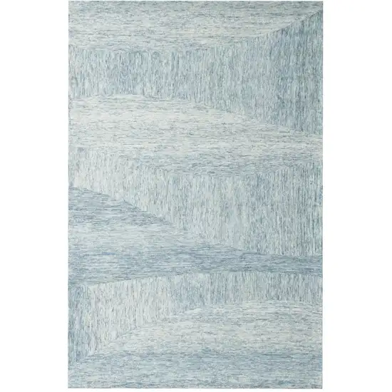 Blue Wool Abstract Hand Tufted Area Rug Photo 1