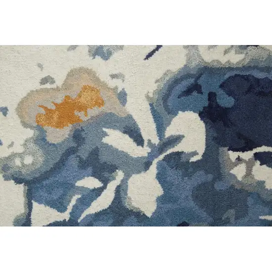 Blue Wool Floral Hand Tufted Area Rug Photo 6