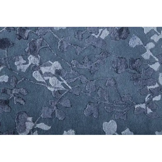 Blue Wool Floral Tufted Handmade Area Rug Photo 8