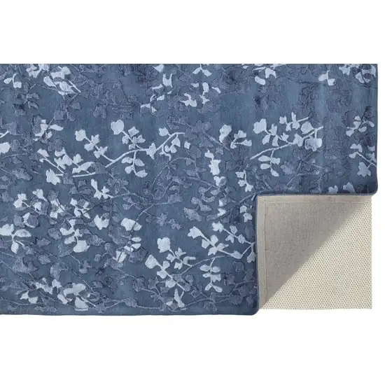 Blue Wool Floral Tufted Handmade Area Rug Photo 3