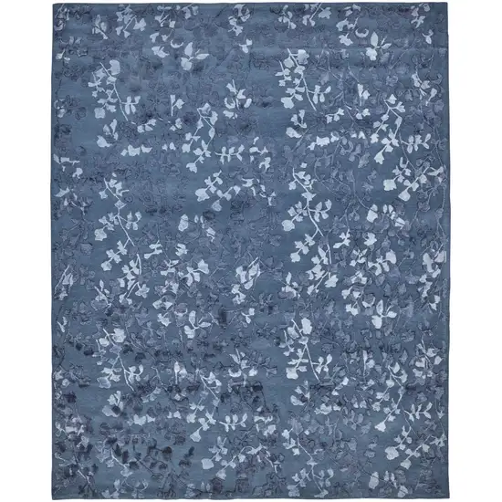 Blue Wool Floral Tufted Handmade Area Rug Photo 1