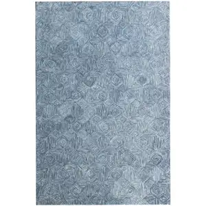 Photo of Blue Wool Geometric Hand Tufted Area Rug