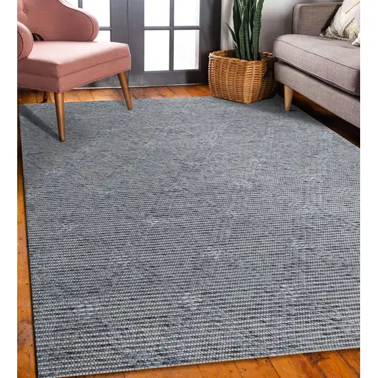 Blue Wool Geometric Hand Woven Area Rug Photo 9