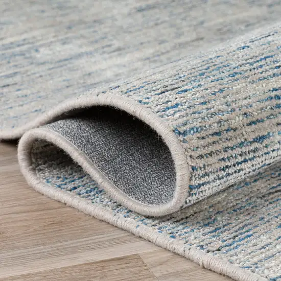 Blue Wool Hand Loomed Runner Rug Photo 7