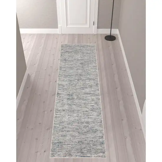 Blue Wool Hand Loomed Runner Rug Photo 2