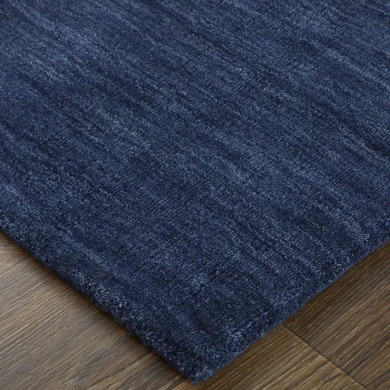 Blue Wool Hand Woven Stain Resistant Area Rug Photo 3