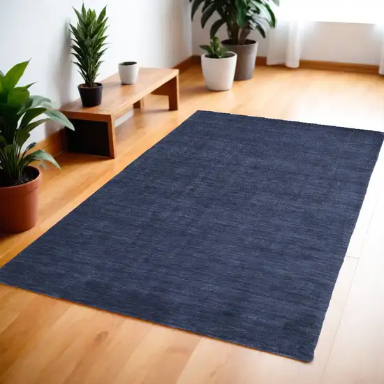 Blue Wool Hand Woven Area Rug Photo 1