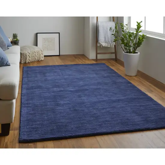 Blue Wool Hand Woven Stain Resistant Area Rug Photo 6