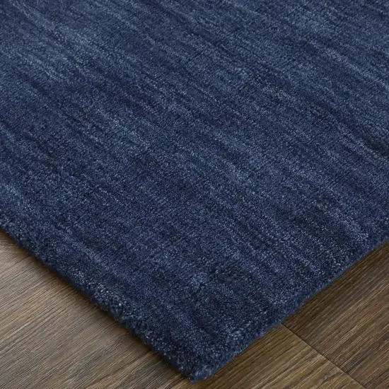 Blue Wool Hand Woven Stain Resistant Area Rug Photo 3