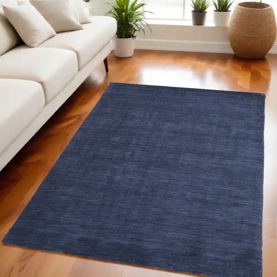 Blue Wool Hand Woven Area Rug Photo 1