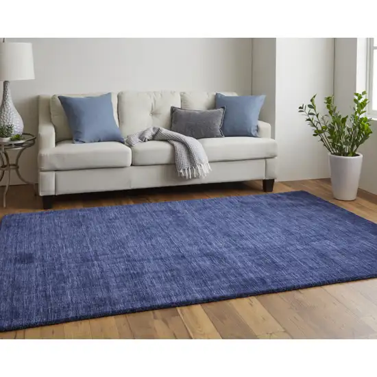 Blue Wool Hand Woven Stain Resistant Area Rug Photo 7