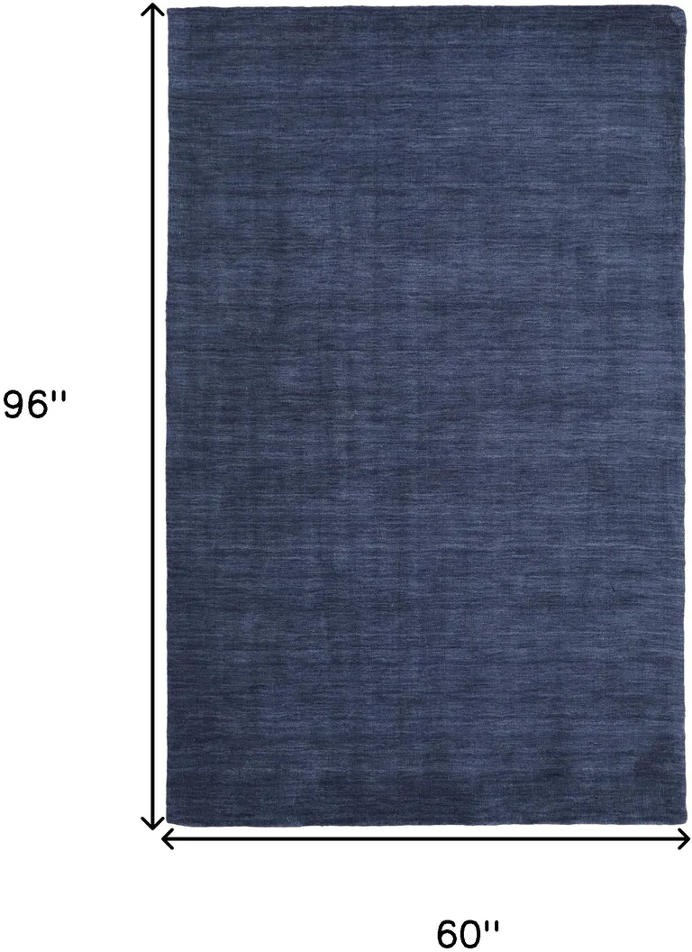 Blue Wool Hand Woven Stain Resistant Area Rug Photo 3