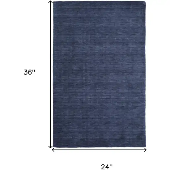 Blue Wool Hand Woven Area Rug Photo 3