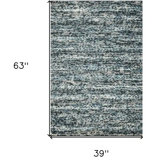 39 X 63 Blue Wool Rug Photo 3