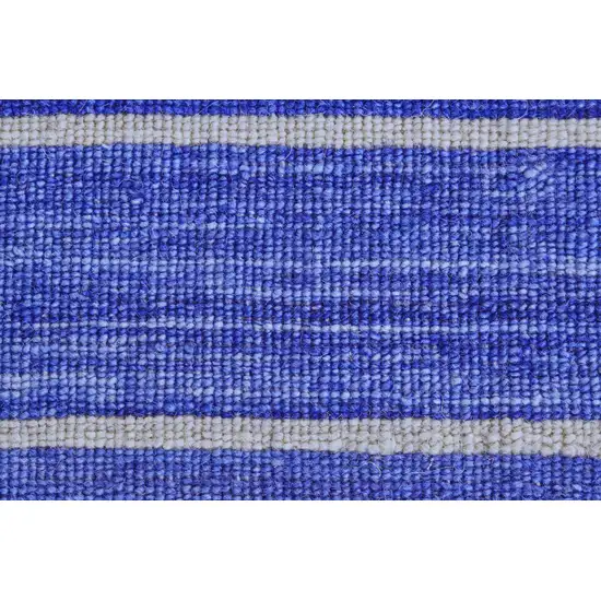 Blue Wool Striped Hand Woven Area Rug Photo 9