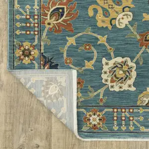 Photo of Blue Yellow And Ivory Oriental Area Rug With Fringe