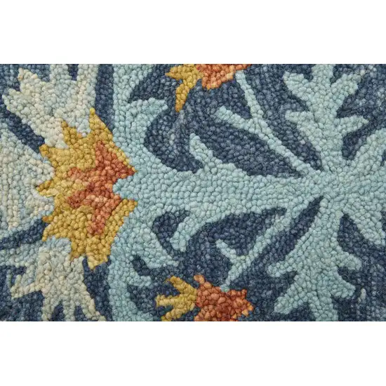 Blue Yellow And Orange Wool Paisley Tufted Handmade Area Rug With Fringe Photo 5