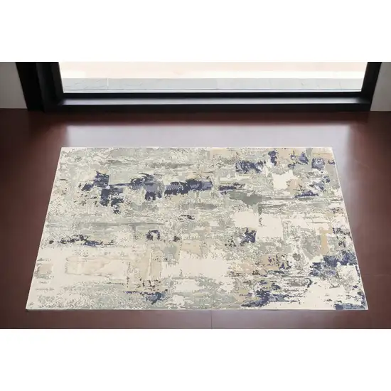 Blue and Beige Abstract Area Rug Photo 1