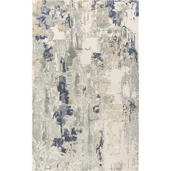 Blue and Beige Abstract Area Rug Photo 2