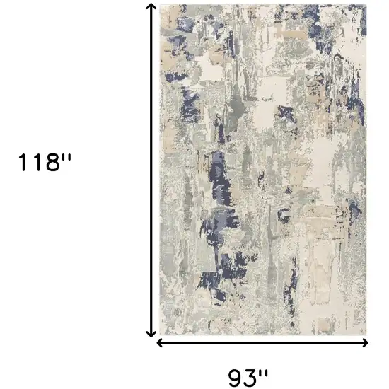 Blue and Beige Abstract Area Rug Photo 3