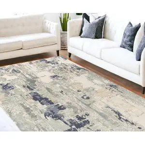 Photo of Blue and Beige Abstract Area Rug