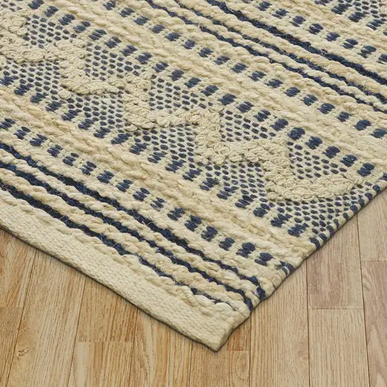 Blue and Beige Chevron Striped Area Rug Photo 5