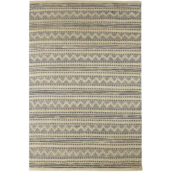 Blue and Beige Chevron Striped Area Rug Photo 1