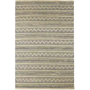 Photo of Blue and Beige Chevron Striped Area Rug