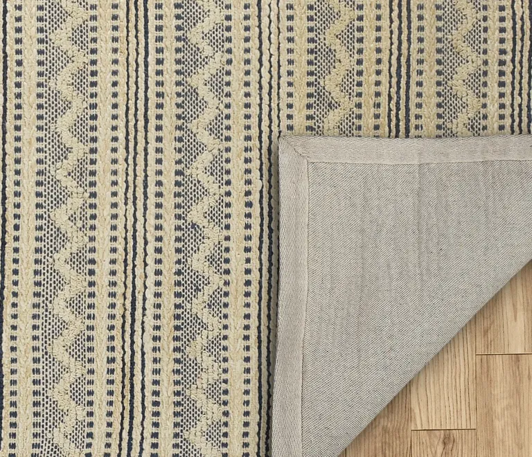 Blue and Beige Chevron Striped Area Rug Photo 3