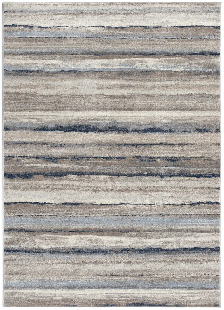 Blue and Beige Distressed Stripes Area Rug Photo 5